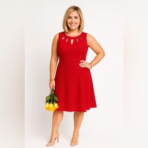 Alyx Elegant Red Sleeveless Midi Dress